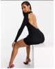 Dope Long Sleeve Sexy Back Mini Dress