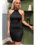 Halter Neck Satin Mini Dress