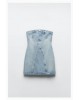 STRAPLESS DENIM DRESS  BLUE