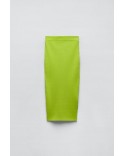 RIBBED MIDI SKIRT  LIME