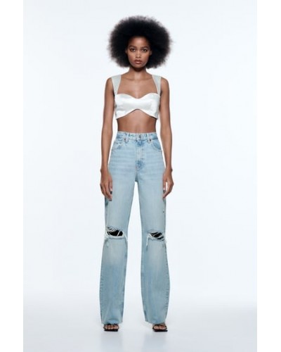 WIDE-LEG RIPPED JEANS