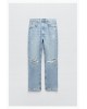 RIPPED STRAIGHT-LEG JEANS