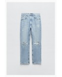 RIPPED STRAIGHT-LEG JEANS