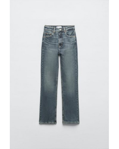 HIGH-RISE STOVE PIPE JEANS  BLUE